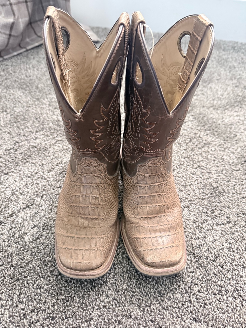 Kids Cody James Brown Croc-Embossed Western Boots